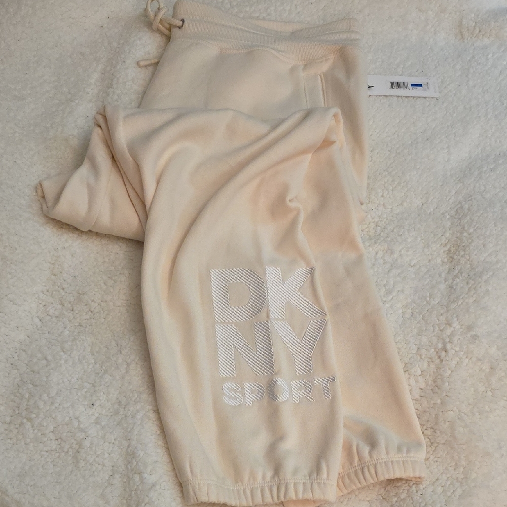 DKNY Cream Joggers with Silver Logo